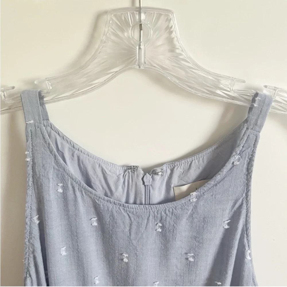 LOFT Clip Chambray sundress blue tiered swing sleeveless summer - Picture 5 of 9